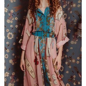 Caroline K Moon Queen Print Kimono Top and Pants Set